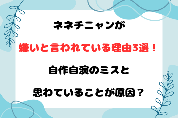 ネネチニャンが嫌いと言われている理由3選！自作自演のミスと思わていることが原因？