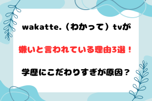 wakatte.（わかって）tvが嫌いと言われている理由3選！学歴にこだわりすぎが原因？