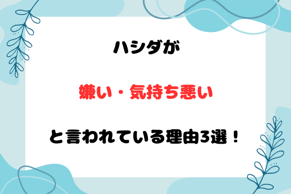ハシダが嫌い・気持ち悪いと言われている理由3選！